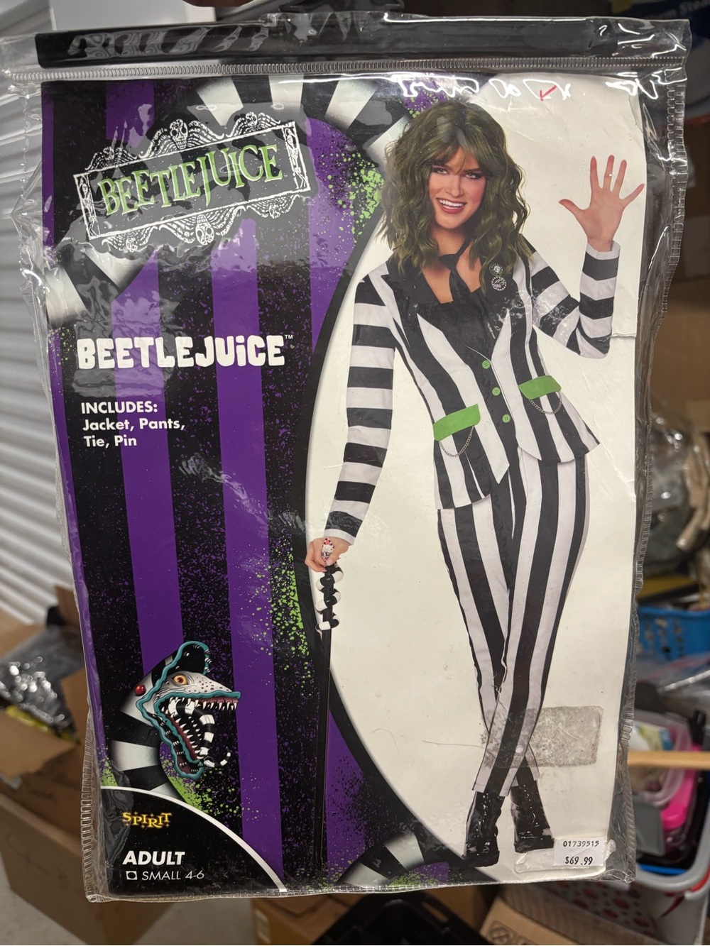 Adult Women’s Small 4-6 Beetlejuice Costume Suit Tie Buttons